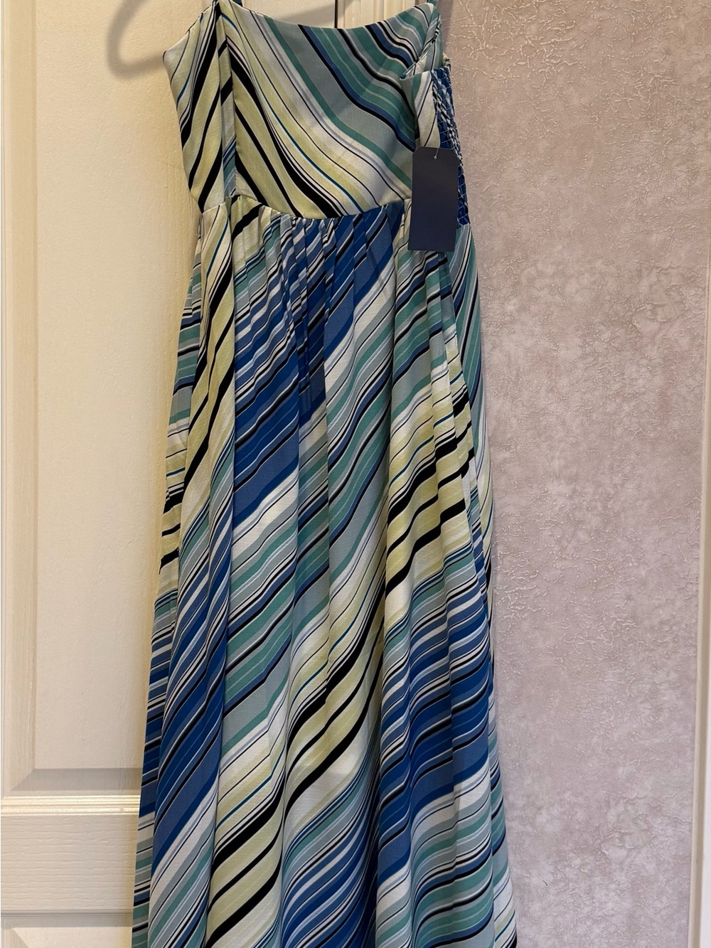 Melrose and Market Striped Maxi dress in Blue, Green and White